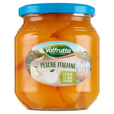 Valfrutta Итальянские персики в сиропе в стекле, 580 г