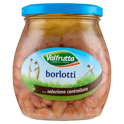 Valfrutta Borlotti beans in glass, 570 g