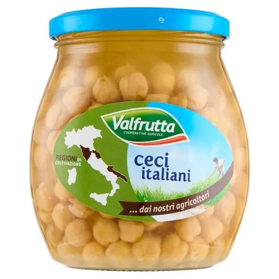 Valfrutta chickpeas in glass jar, 570 g