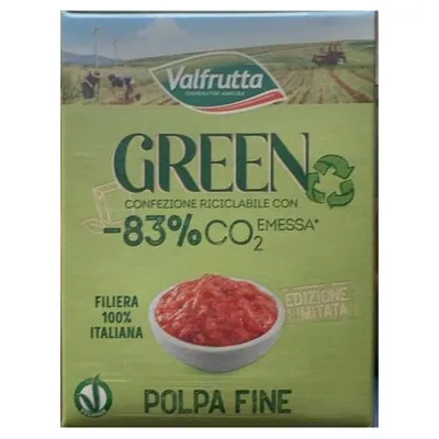 Valfrutta fine steam tomato pulp in brick pack, 390 g