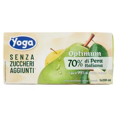 Yoga Succhi di Frutta Optimum Сок из итальянской груши без добавления сахара, 3 × 200 мл
