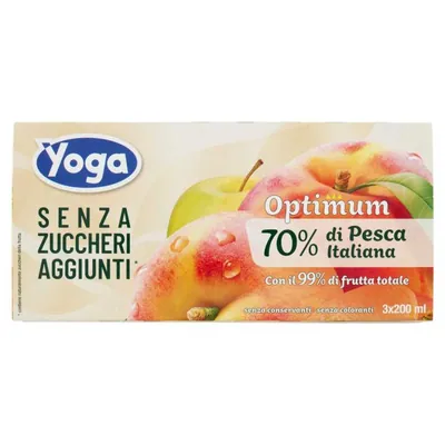 Yoga Succhi di Frutta Optimum Сок персиковый без сахара, 3 × 200 мл