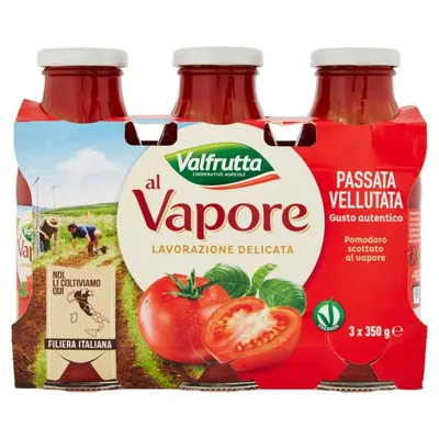 Valfrutta томатная пассата бархатистая паровой обработки, 3 × 350 г