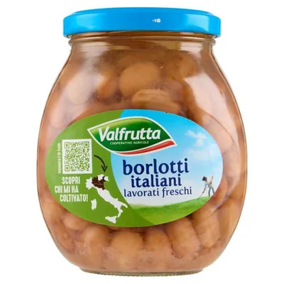 Valfrutta Italian Borlotti beans in glass, 360 g