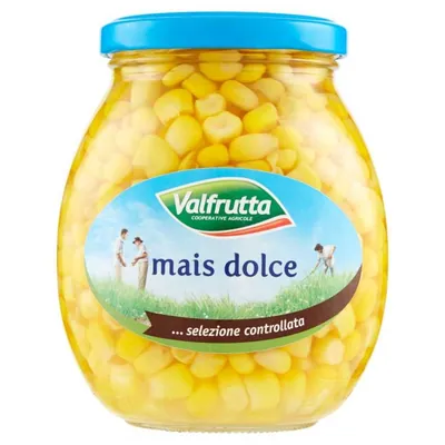 Valfrutta sweet corn in glass jar, 360 g