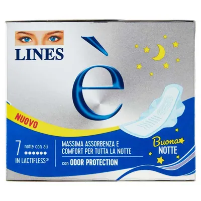 Lines E' гигиенические прокладки с крылышками ночные, 7 шт