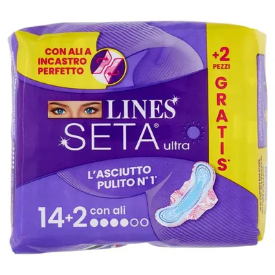 Lines Seta Ultra гигиенические прокладки с крылышками, 14+2 шт