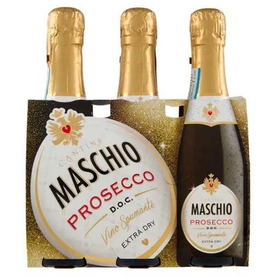 Cantine Maschio Mini Prosecco DOC Extra Dry sparkling wine, 3 × 200 ml, 11%
