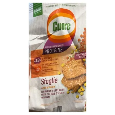 Cuore crispy lentil flour crackers Sfoglie Croccanti Lenticchie, 170 g
