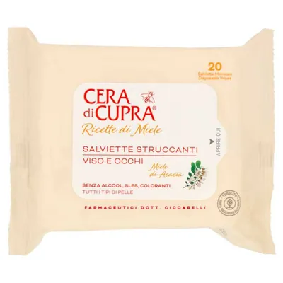 Cera di Cupra влажные салфетки для снятия макияжа с лица и глаз, 20 шт