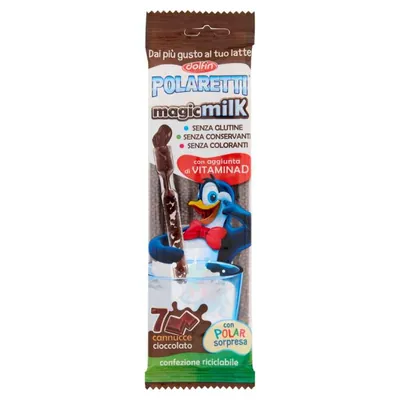 Dolfin Трубочки для молока Magic Milk со вкусом шоколада, 45 г