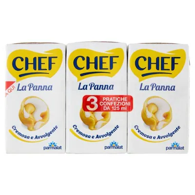 Parmalat Chef Сливки ультрапастеризованные, 3 × 125 мл