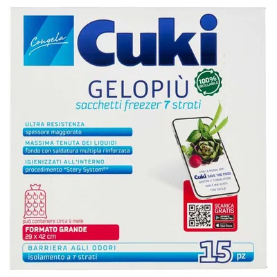 Cuki Sacchetti Gelo Piu' Пакеты для заморозки большие, 29 × 42 см, 15 шт.