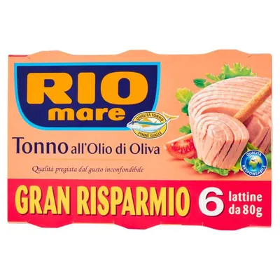 Rio Mare тунец в оливковом масле, 6 × 80 г