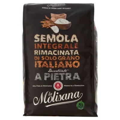 La Molisana Цельнозерновая манная крупа мелкого помола из очищенного на камне зерна, 1 кг