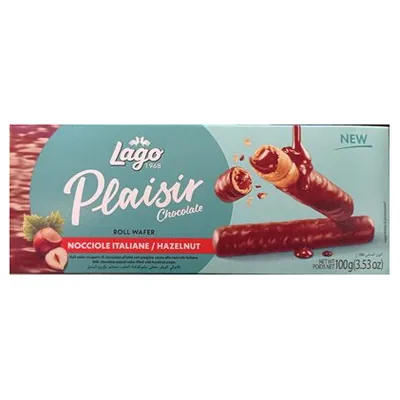 Gastone Lago Roll wafer rolls with hazelnut filling and milk cream coating, 100 g
