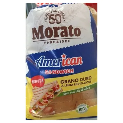 Morato American durum wheat sliced bread American Sandwich Grano Duro, 550 g