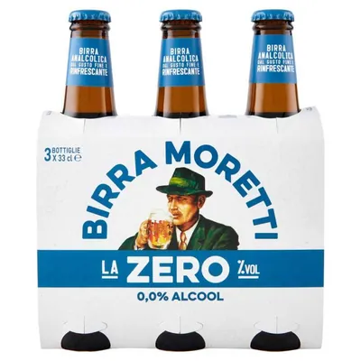 Moretti Birra Zero non-alcoholic beer, 3 × 0.33 l