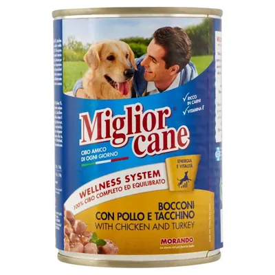 Migliorcane dog chunks with chicken and turkey, 405 g