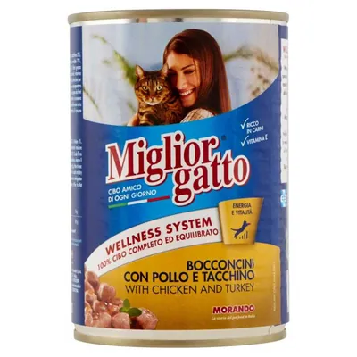 Migliorgatto chunks with chicken and turkey, 405 g
