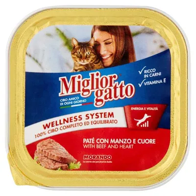 Migliorgatto tray pate with beef and heart, 100 g