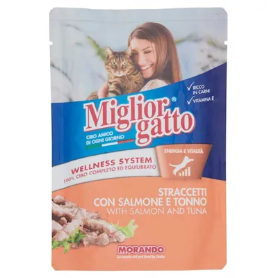 Migliorgatto thin slices with salmon and tuna, 100 g