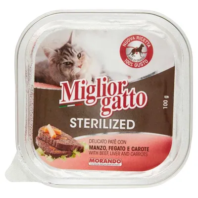 Migliorgatto sterilized pate with beef, liver and carrots, 100 g