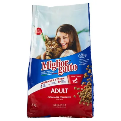 Migliorgatto dry food with beef and liver, 2 kg