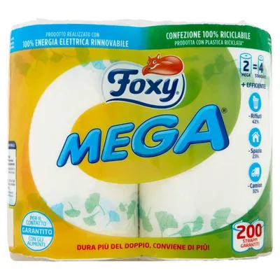 Foxy Mega Бумажные полотенца, 2 рулона, 2 слоя