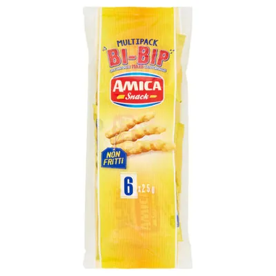 Amica Chips Bi-Bip corn snacks multipack, 6x25 g