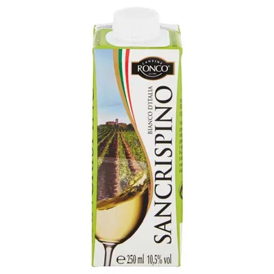 Ronco Sancrispino Белое сухое вино Bianco D'Italia Brick Piccolo, 0,25 л, 10,5%