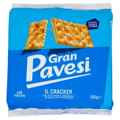 Gran Pavesi Крекер соленый без кристалликов соли на поверхности il Cracker Salato senza Granelli di Sale in Superficie, 560 г