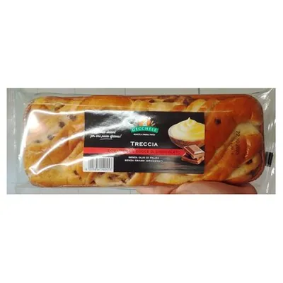 Gecchele braided pastry with custard and chocolate drops, 300 g