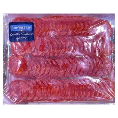 San Vincenzo sliced spicy salsiccia, 100 g