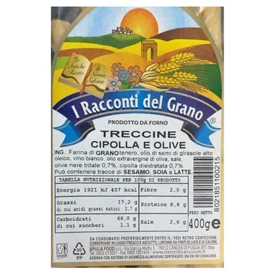 Apulia Food onion & olive braided taralli, 400 g