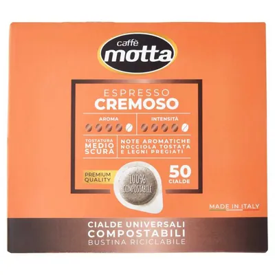 Caffè Motta Кофе в универсальных чалдах компостируемых Espresso Cremoso, 50 × 7 г
