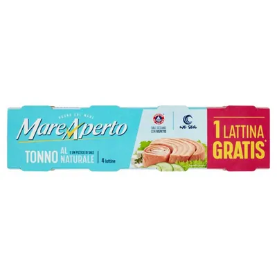 Mare Aperto tuna in natural water with a pinch of salt, 4 × 80 g