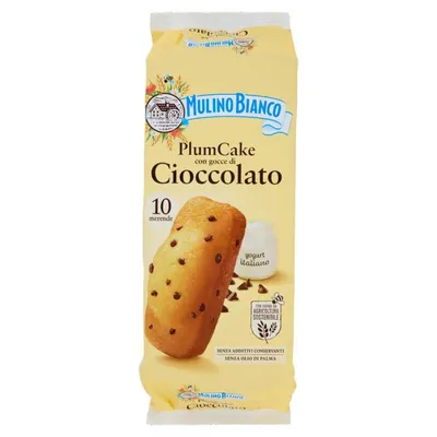 Mulino Bianco Пирог Plumcake с итальянским йогуртом и шоколадными каплями, 10 шт., 350 г