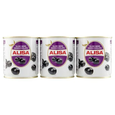 Alisa маслины черные без косточки, 3 × 200 г
