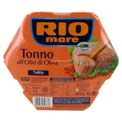 Rio Mare тунец в оливковом масле, 560 г (7х80 г)